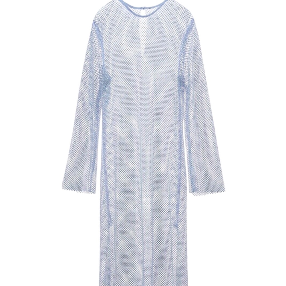 Beautiful Magical crystal Netted embellished Iridescent Rhinestone Maxi Dress